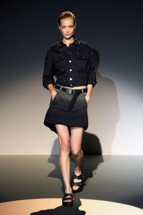 PARIS, FRANCE - SEPTEMBER 26:  A model walks the runway during the IRFE show as part of the Paris Fashion Week Womenswear Spring/Summer 2015 on September 26, 2014 in Paris, France.  (Photo by Richard Bord/Getty Images for IRFE)