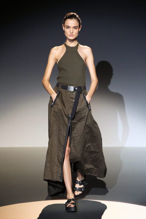 PARIS, FRANCE - SEPTEMBER 26:  A model walks the runway during the IRFE show as part of the Paris Fashion Week Womenswear Spring/Summer 2015 on September 26, 2014 in Paris, France.  (Photo by Richard Bord/Getty Images for IRFE)