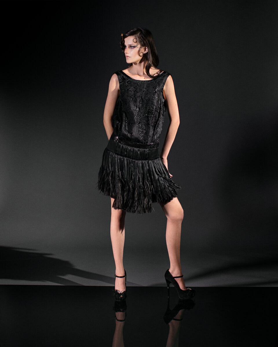 Jose Black Ostrich Dress (s)-1