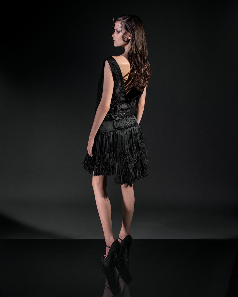 Jose Black Ostrich Dress (s)-4