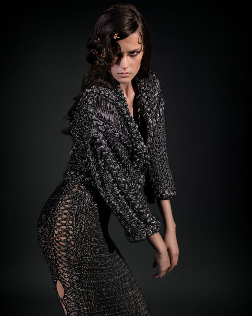Jose Grey Crochet Gown (s)-2