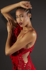 IRFE Red Short Crochet Handmade Dress