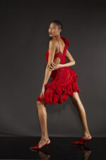 IRFE Red Short Crochet Handmade Dress - image 2