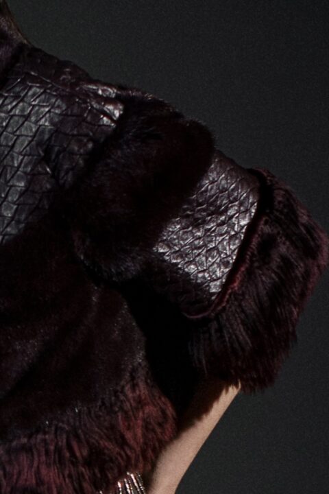 IRFE BURGUNDY MINK AND ALPACA FUR JACKET