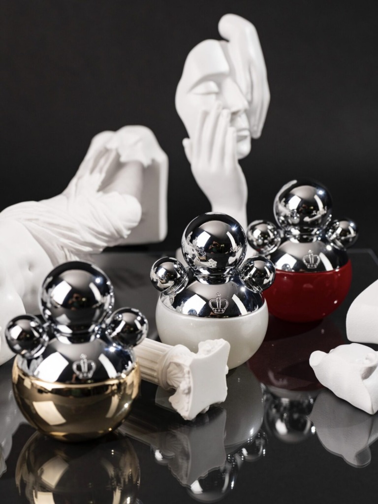 Bottles of IRFE parfume, Patchouli perfume is in the front