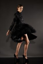 IRFE Black Roses Ostrich Feathers Coat - image 4