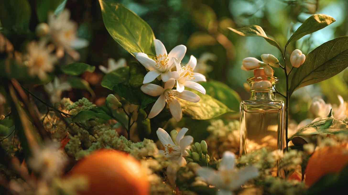art form of plants NEROLI and WHITE MUSK in the