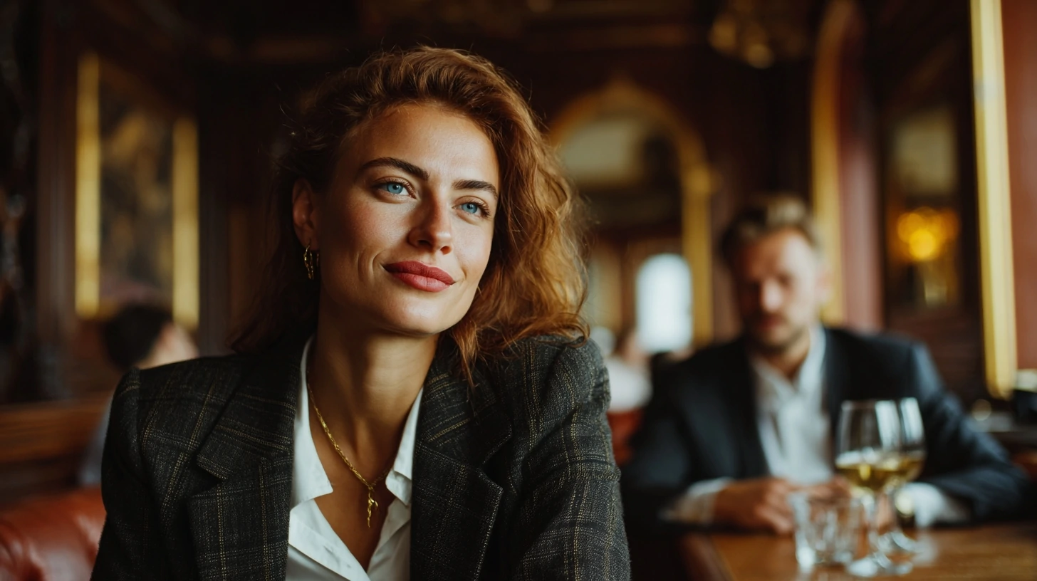 elegant woman at a stylish evening lounge