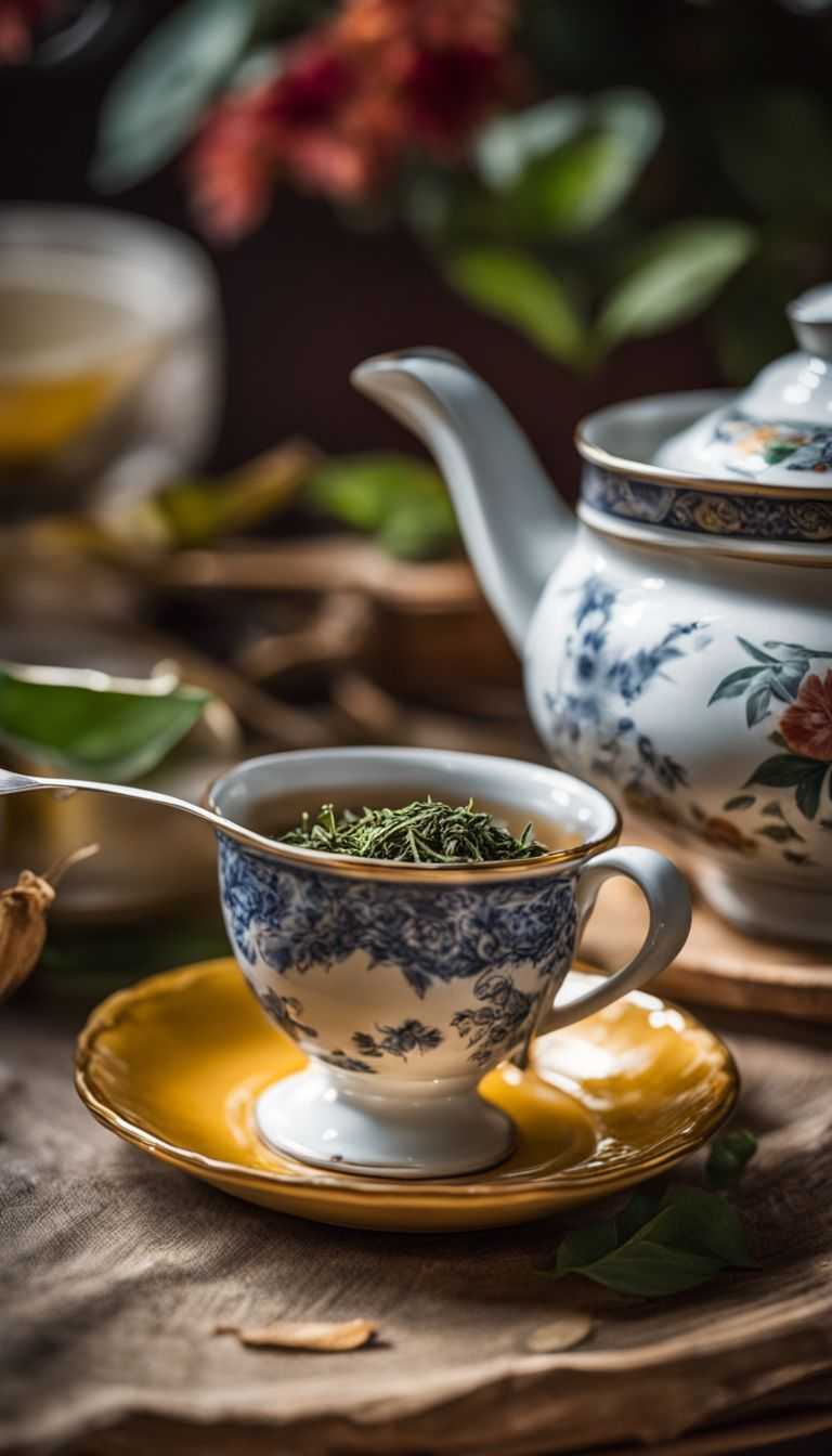 A photo of aromatic Earl Grey tea leaves surround
