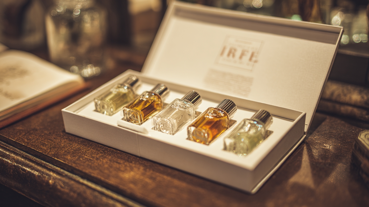 IRFE mini perfume samplers set in a high quality