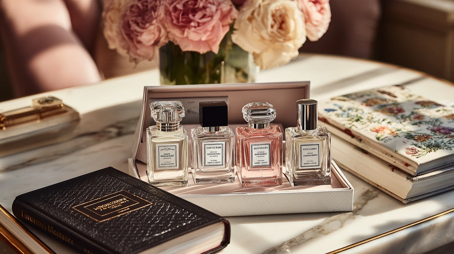 mini perfume samples for women set in a high