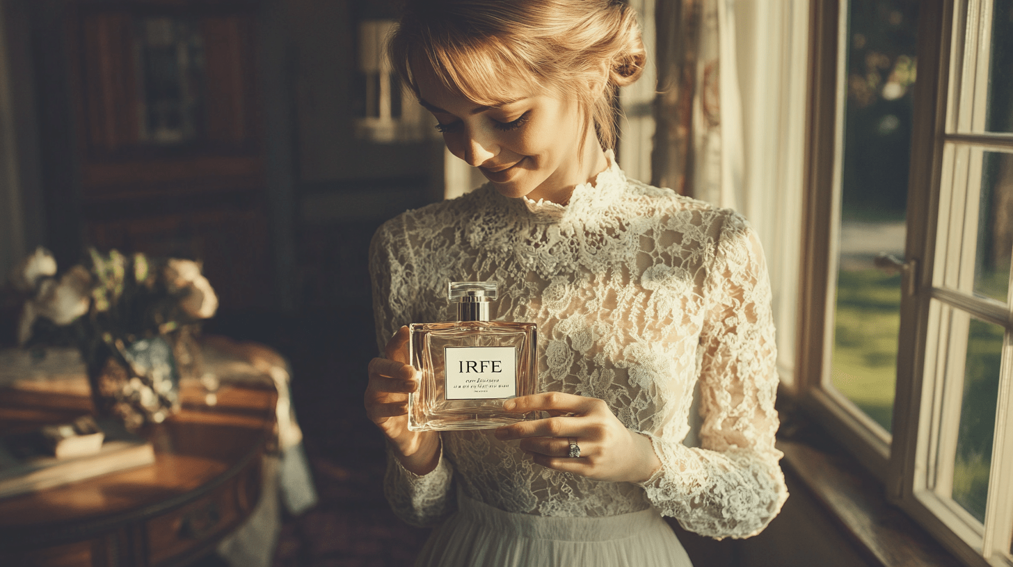 a well dressed womah holding a glass vanilla