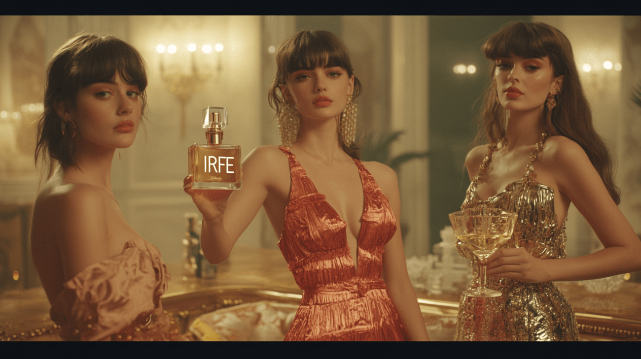 Three gorgeous women in coctail dresses, on of