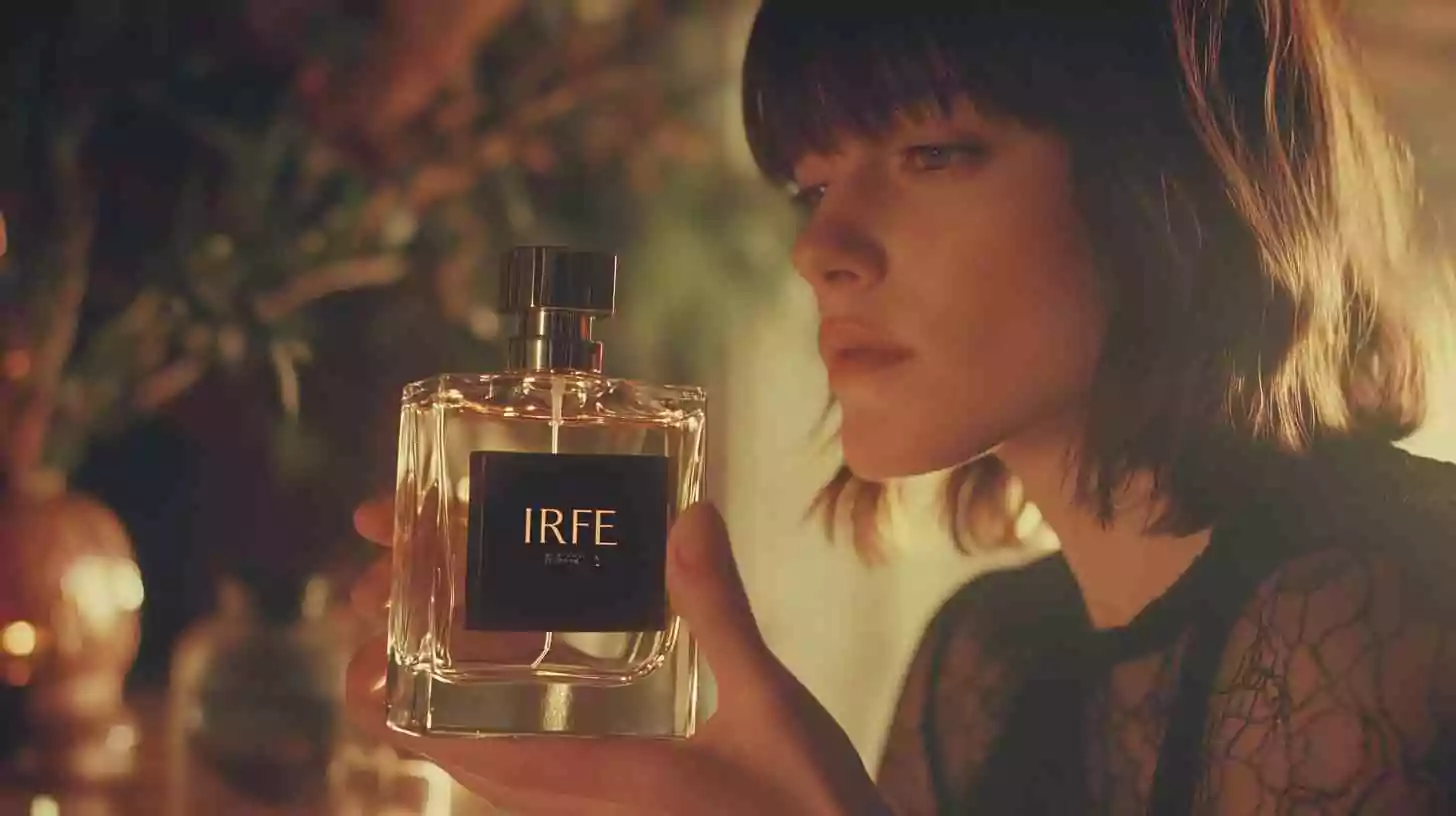 young woman in luxury surrounding holds irfe