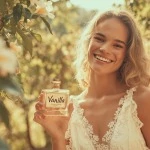 A young woman in vanilla garden smiling and