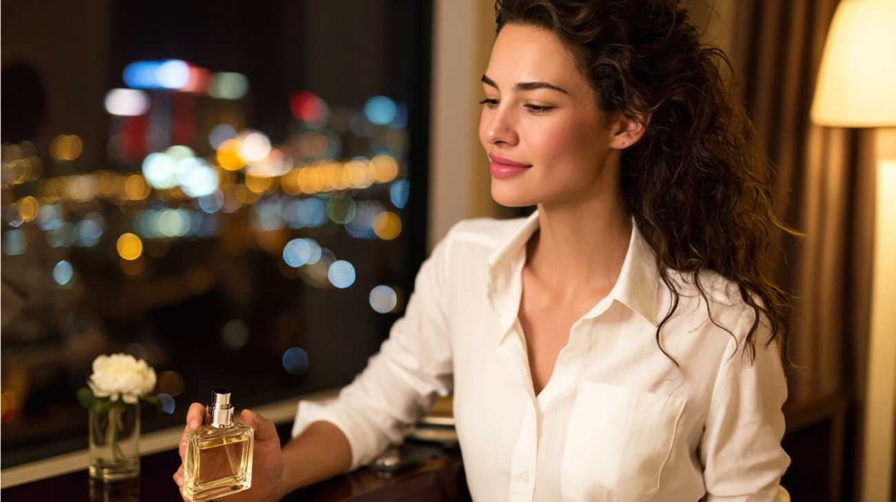 elegant woman leaving a refined evening interior