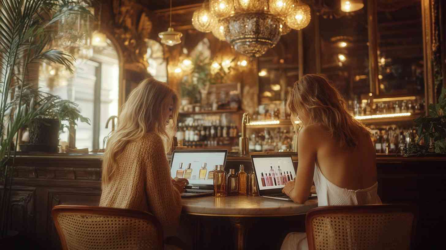 two successful young women sit in a cozy cafe