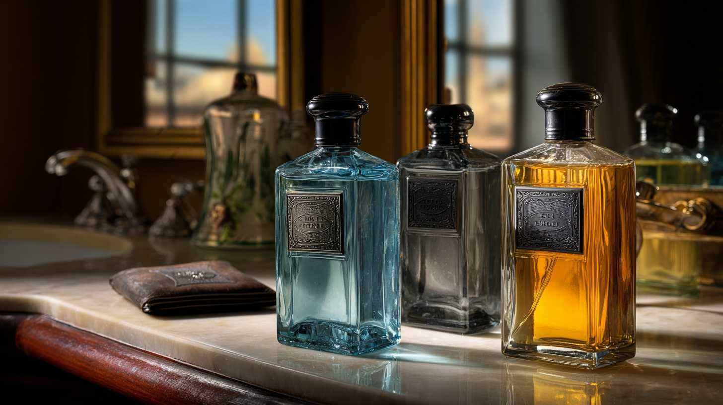 A few different elegant bottles of mens colognes