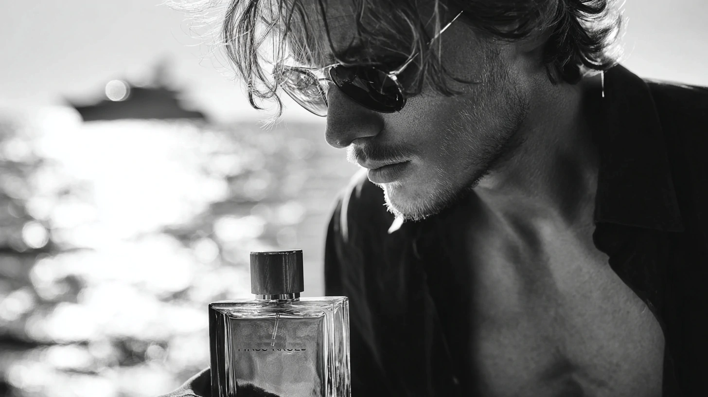 A man in an open shirt modeling for an expensive