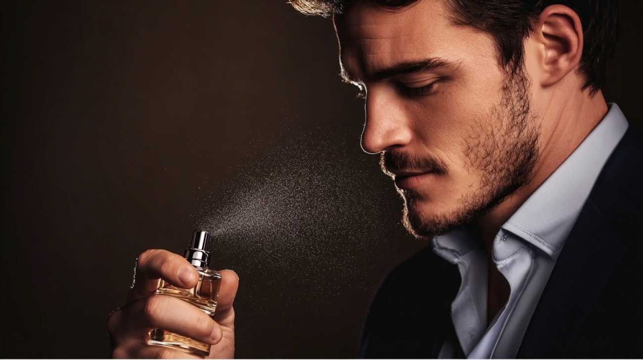 A man sprays perfume Advertisement professional