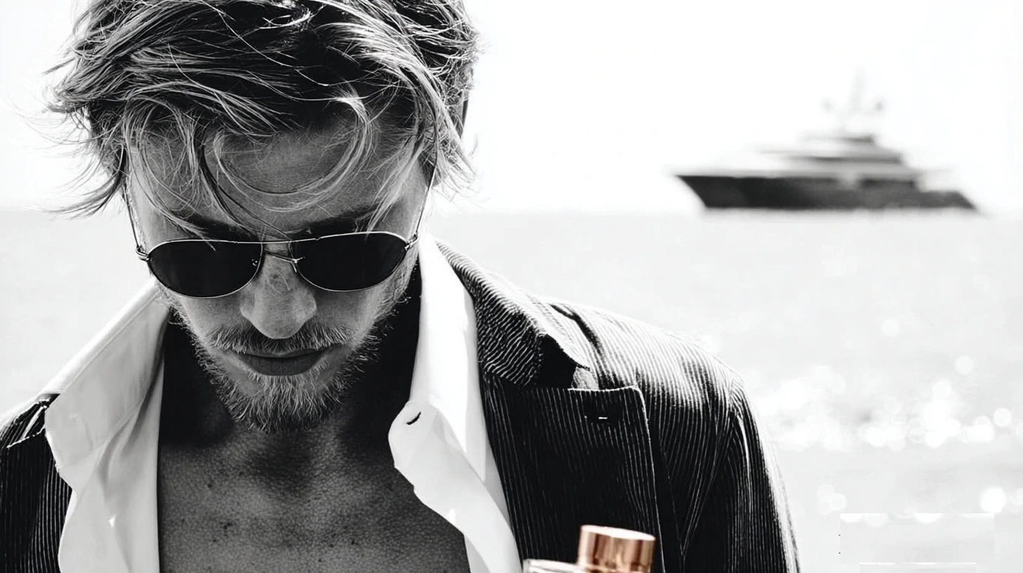 A model looking man in an open shirt and a jacket
