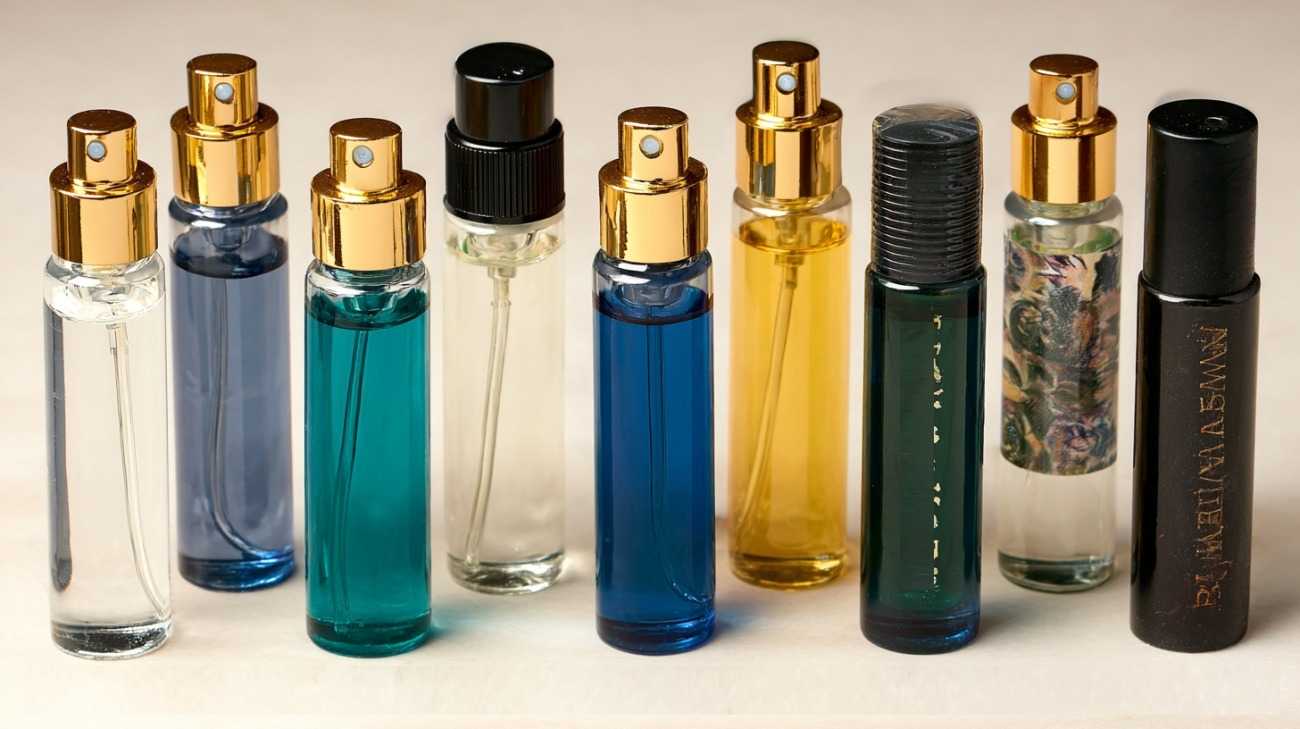Cologne samples for men of different colors in