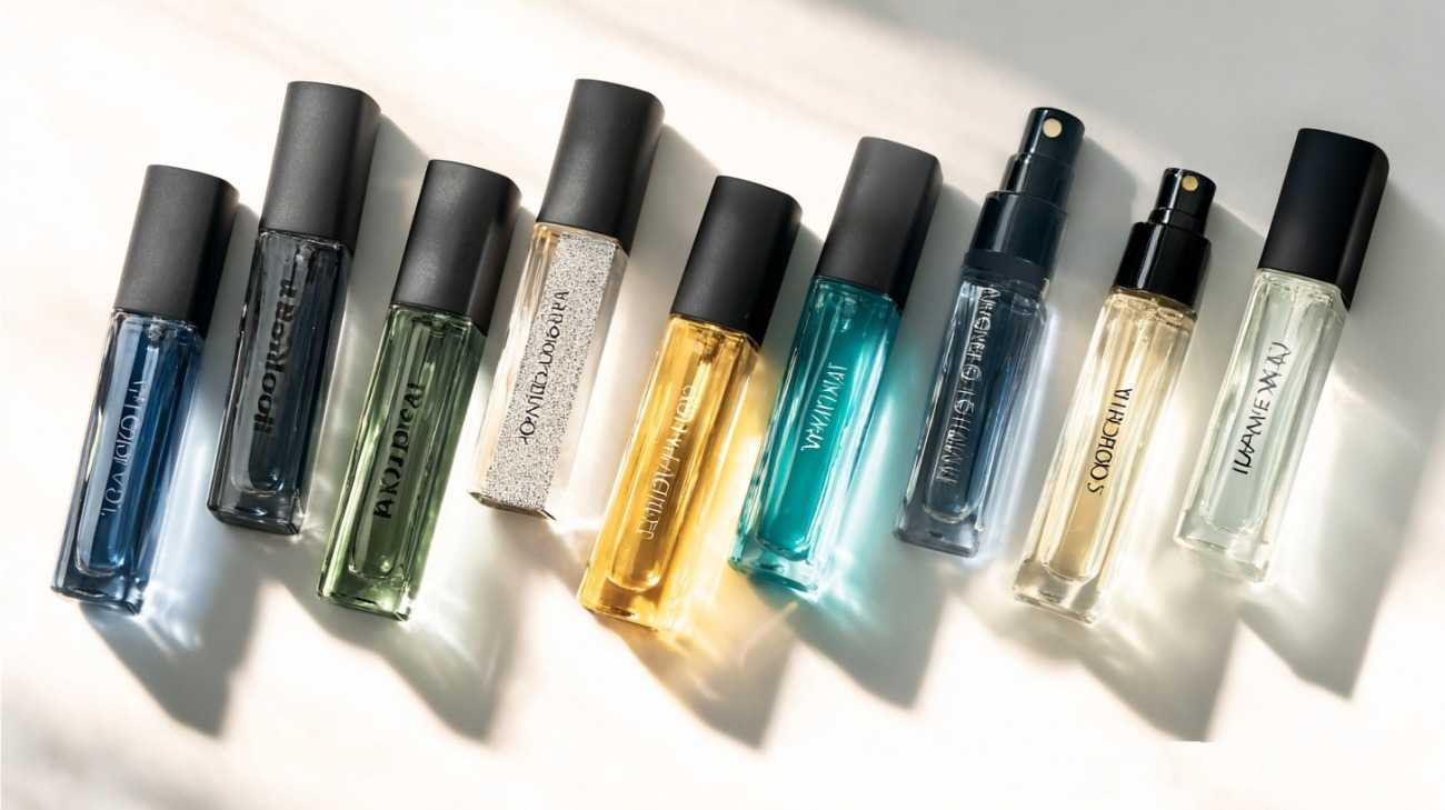 Cologne samples for men of different colors in