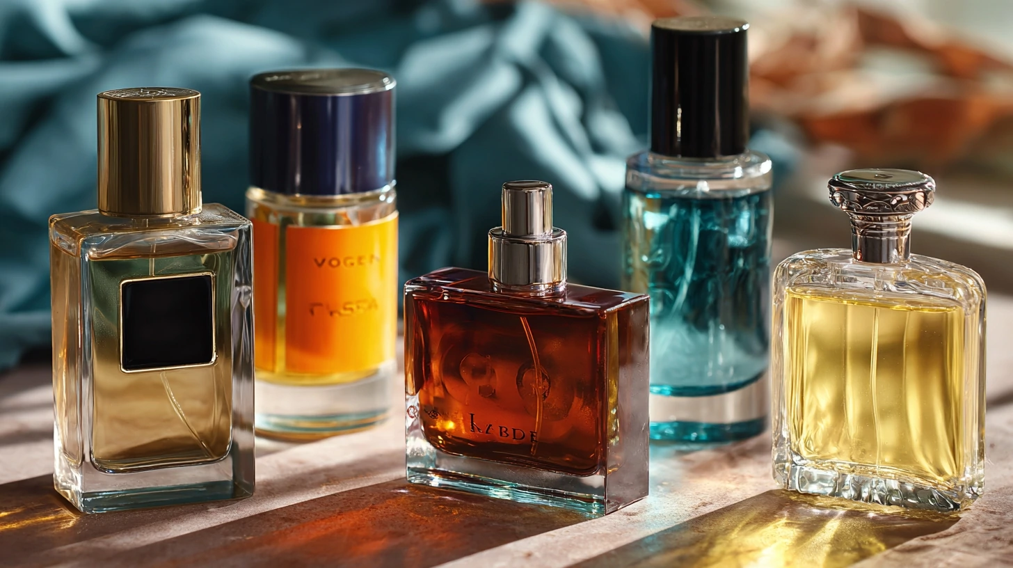 Different bottles of good colognes for men unique
