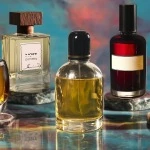 Different bottles of great colognes for men on
