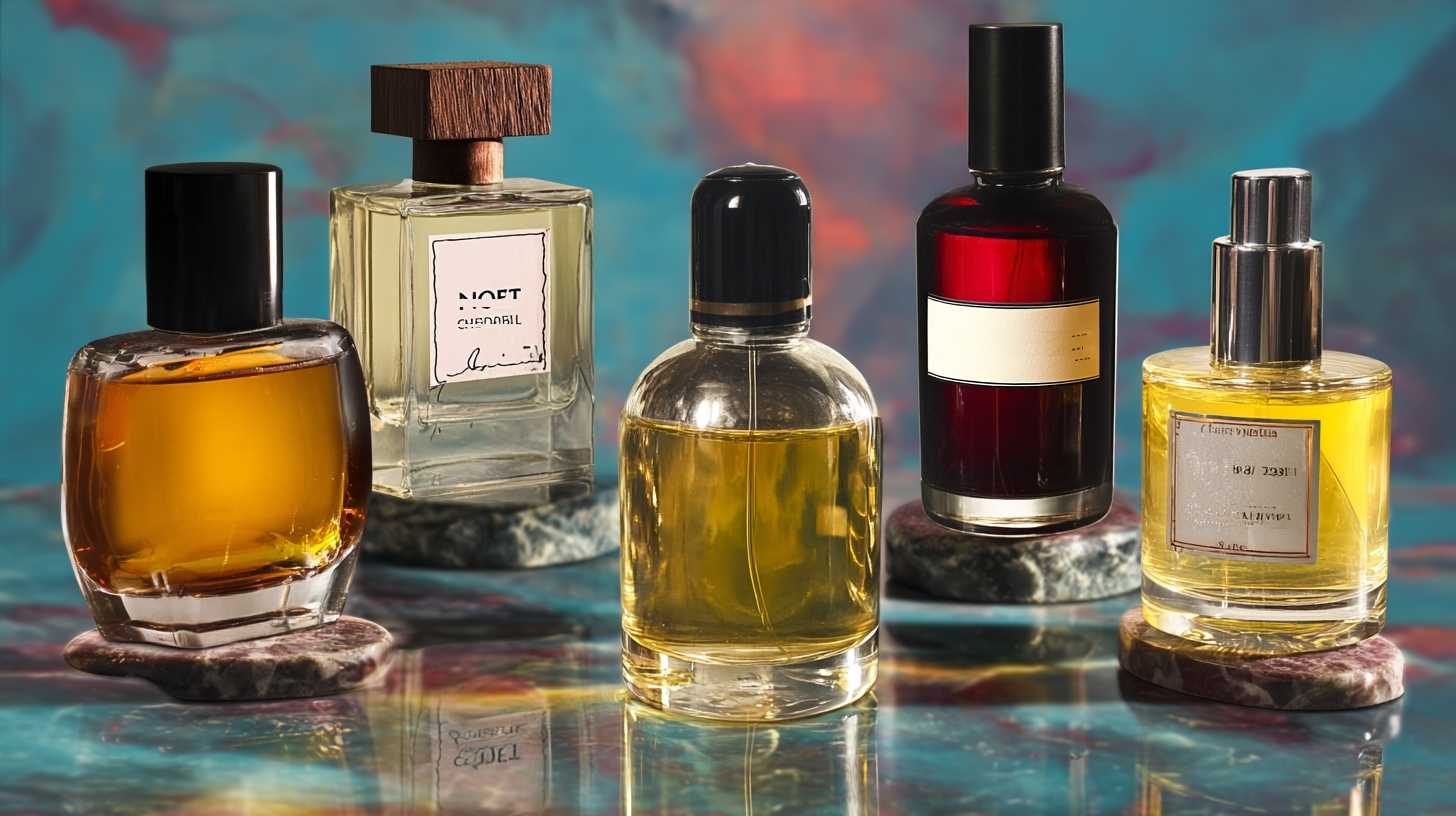 Different bottles of great colognes for men on