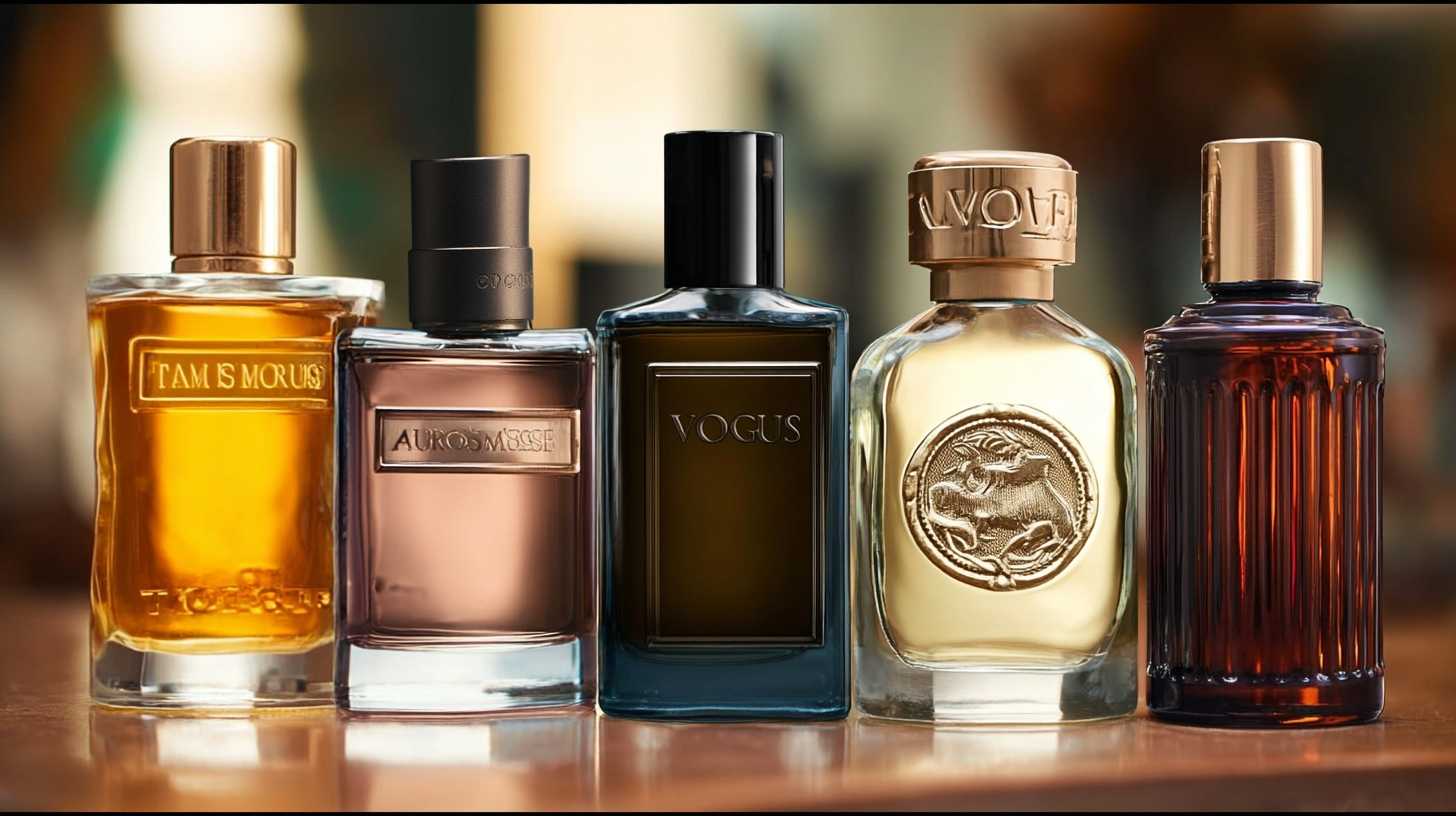 Different bottles of mens good smell perfumes