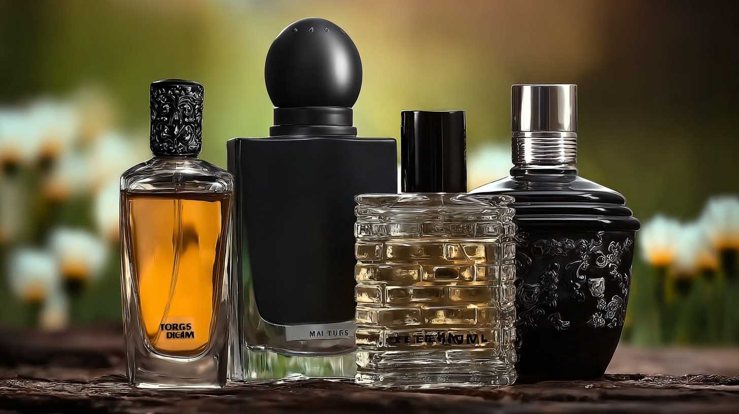 Four Colognes for men each with unique shapes