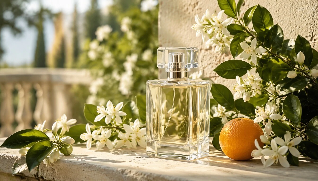 Neroli perfume with bitter orange blossoms in