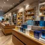 modern men’s fragrance boutique interior with