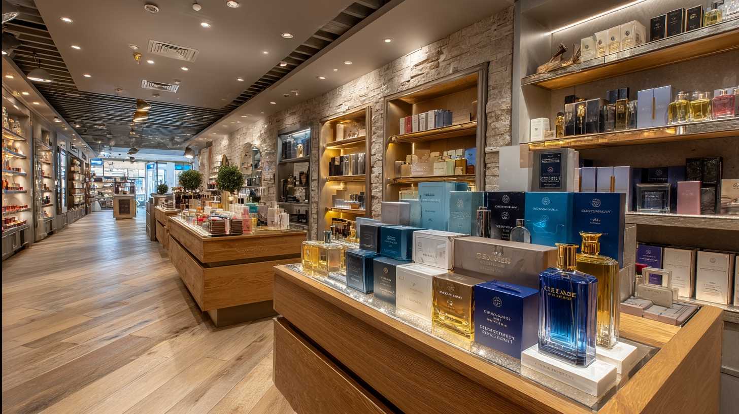 modern men’s fragrance boutique interior with