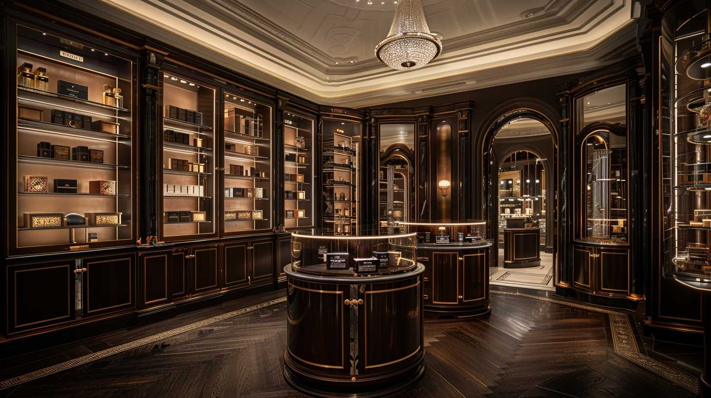parfumerie boutique for men - dark wood