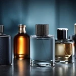 Luxury men’s cologne bottles arranged in a