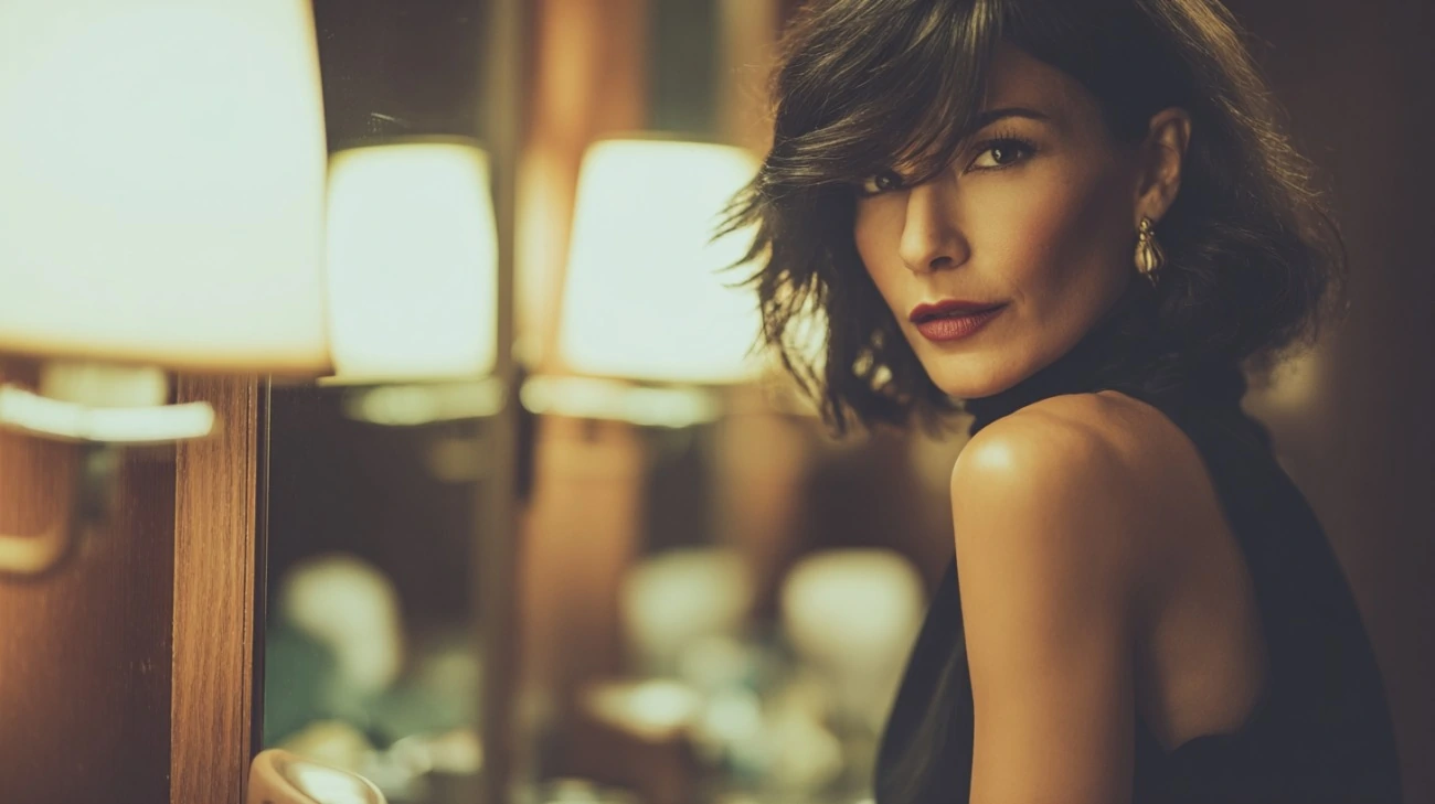 elegant woman near a mirror in a refined evening