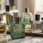 men's long lasting cologne bottles arranged