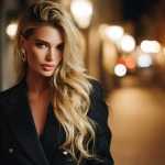 sophisticated woman on an elegant city street at