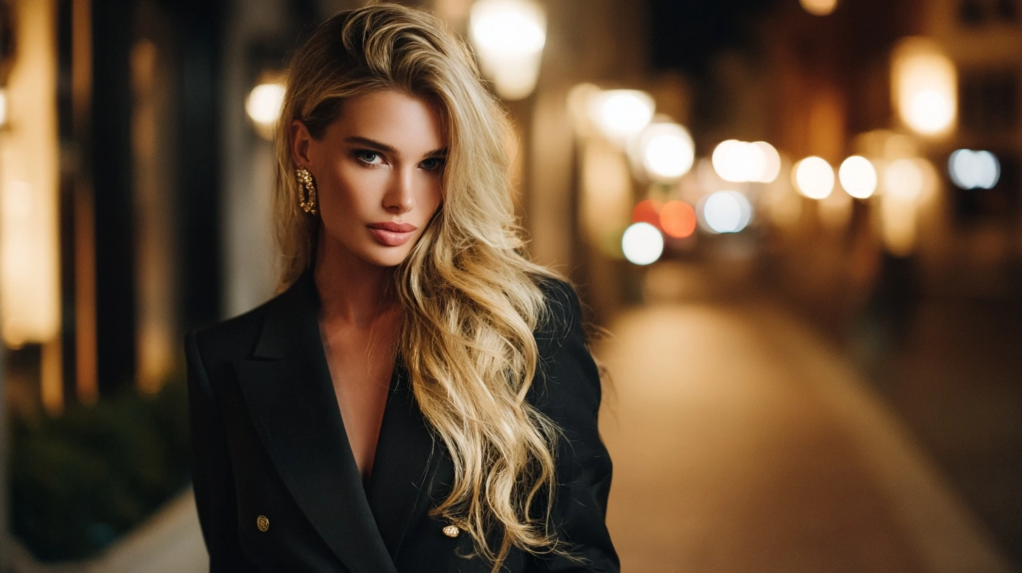 sophisticated woman on an elegant city street at