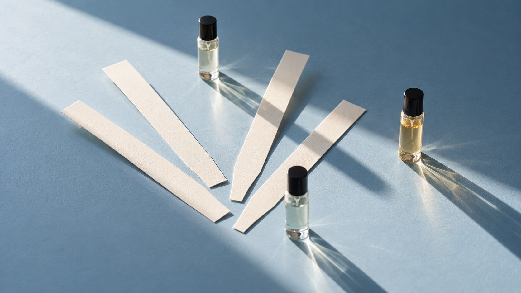 Plain paper fragrance strips and three small