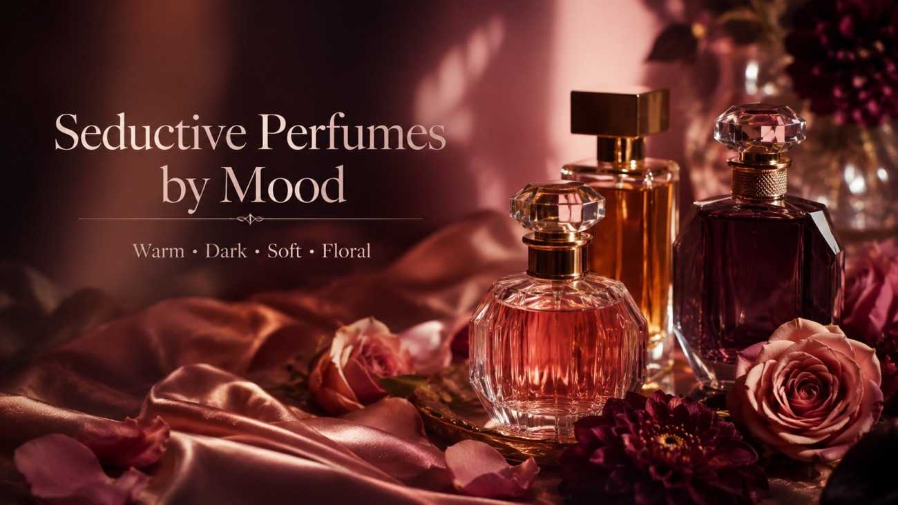 Seductive perfumes by mood shown with luxury