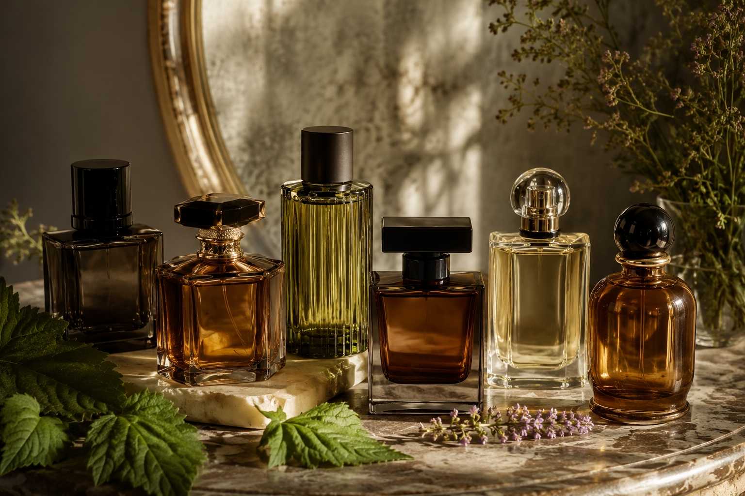 Best patchouli perfumes displayed with green