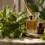 Patchouli perfume bottles on an elegant vanity
