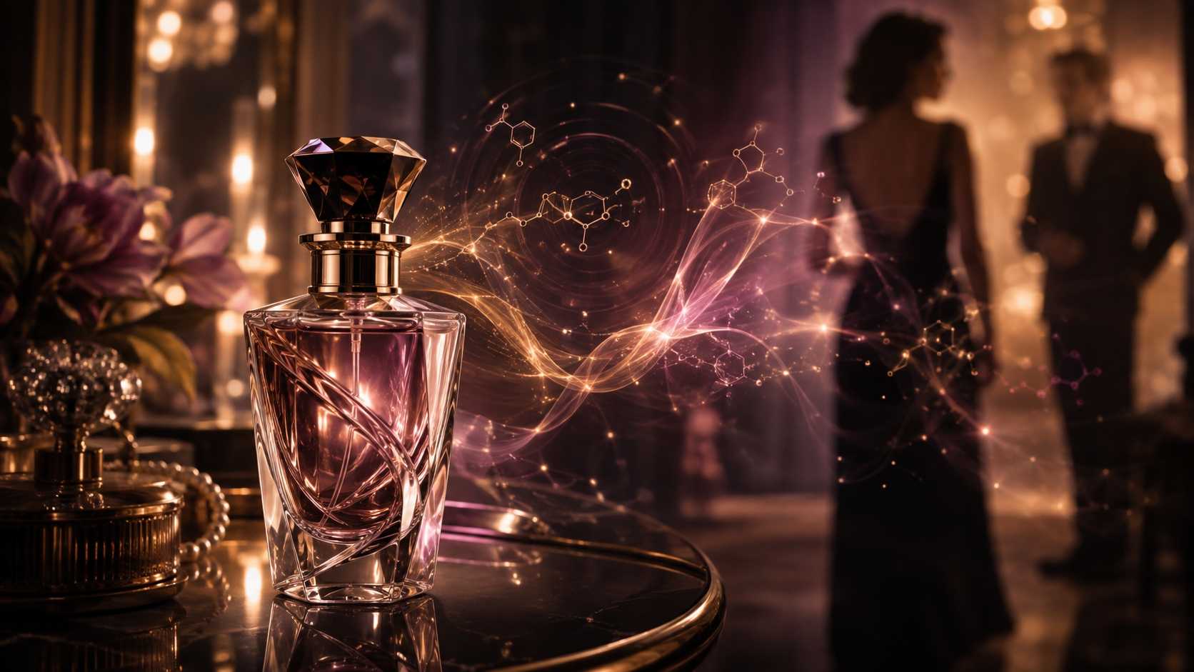Pheromone perfume bottle with a glowing scent