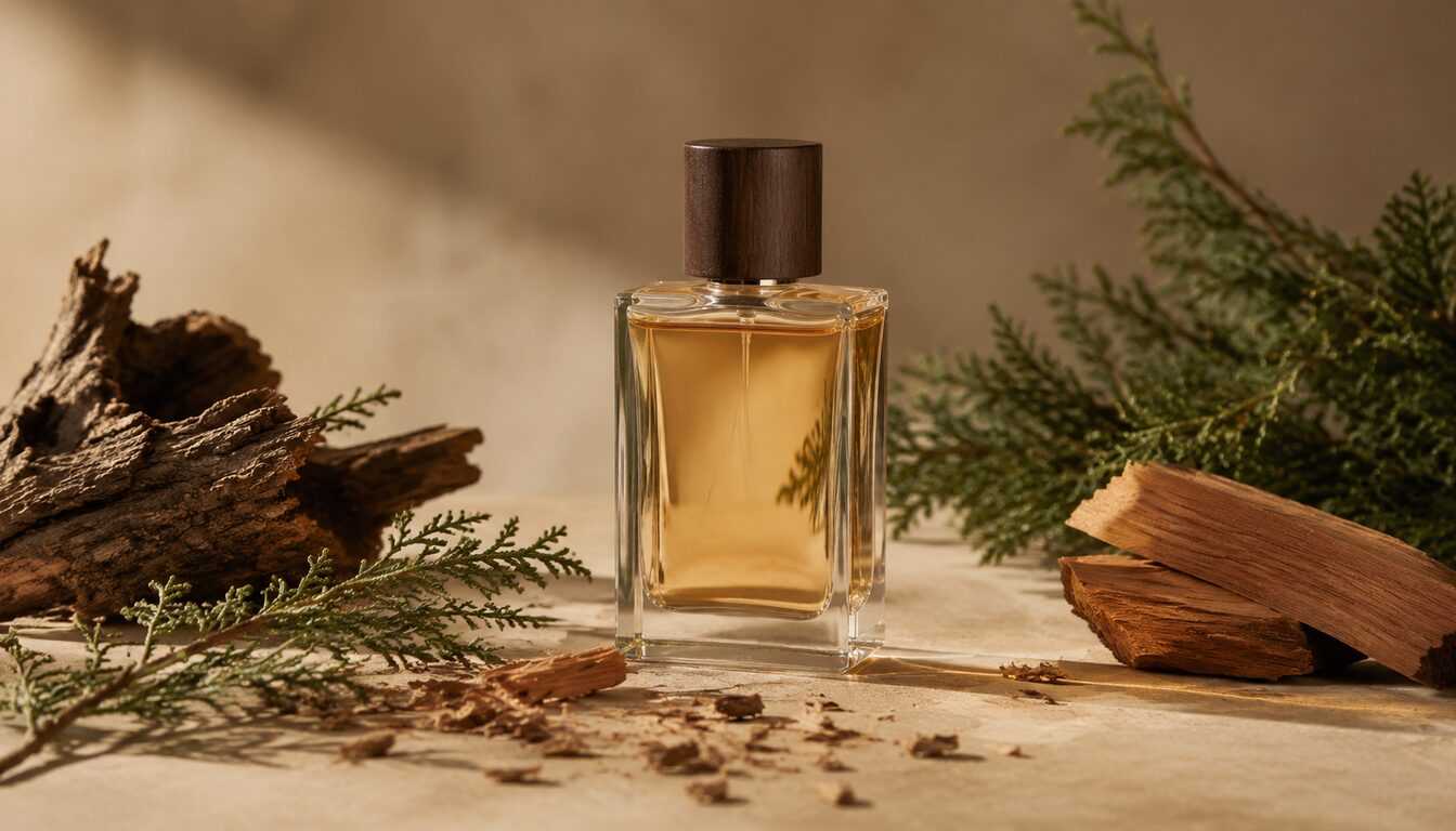 Cedarwood perfume with wood and foliage