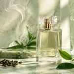 Green tea perfume with tea leaves