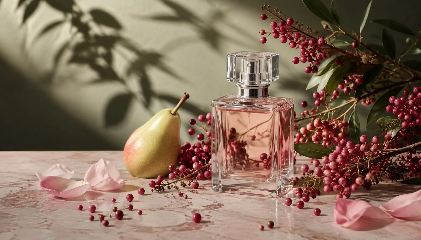 Pink pepper perfume with berries and rose