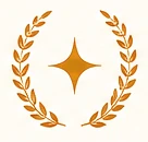 Gold laurel wreath surrounding a star
